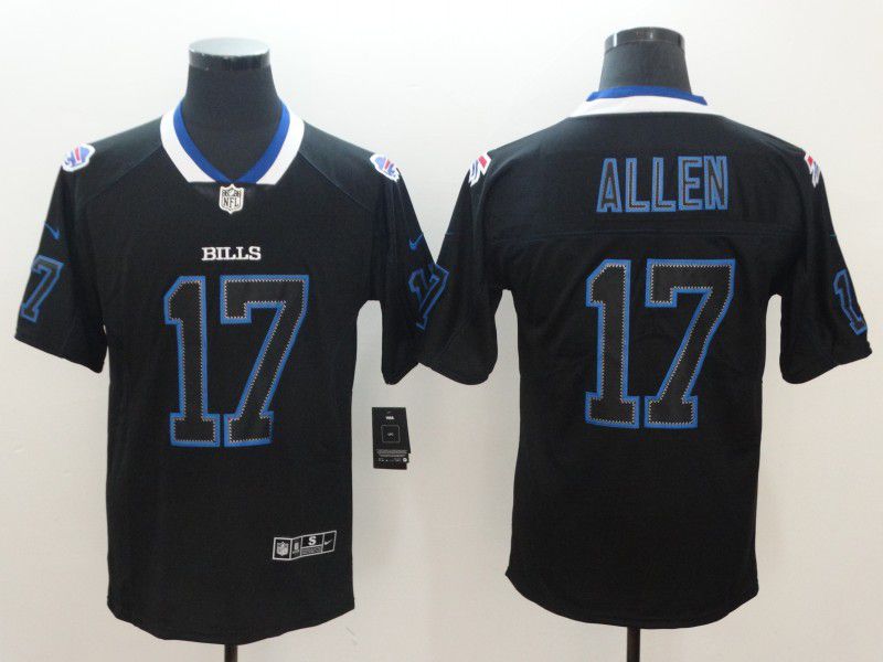 Men Buffalo Bills 17 Allen Nike Lights Out Black Color Rush Limited NFL Jerseys